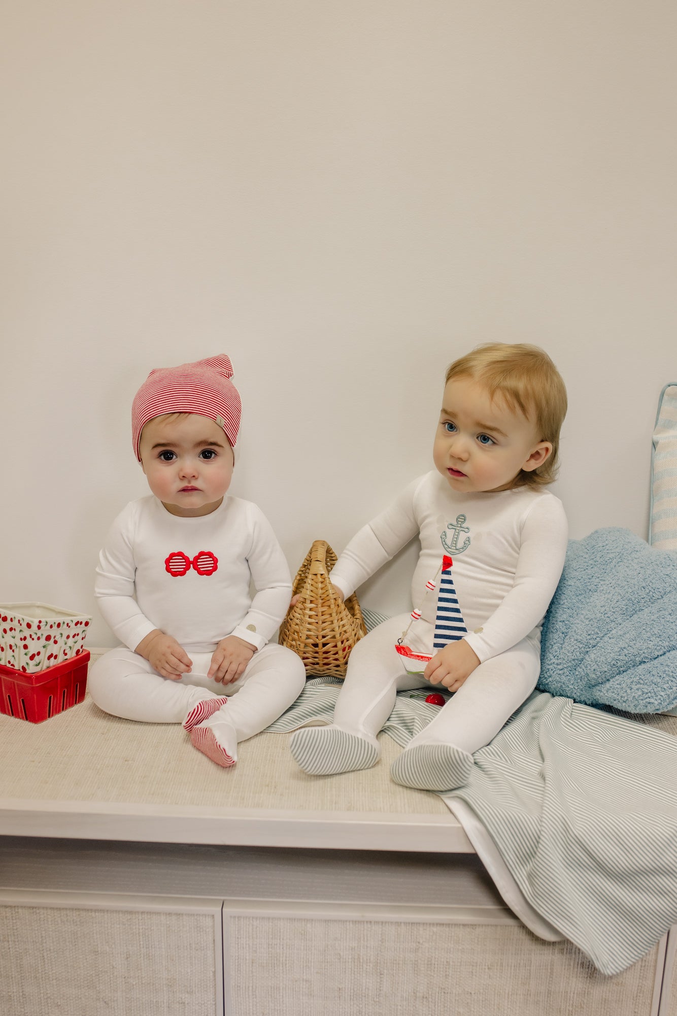 Sunglasses/ Anchor striped Layette Set