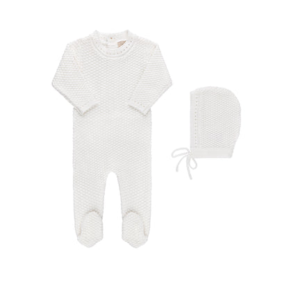 Waffle Knit Footie and Bonnet