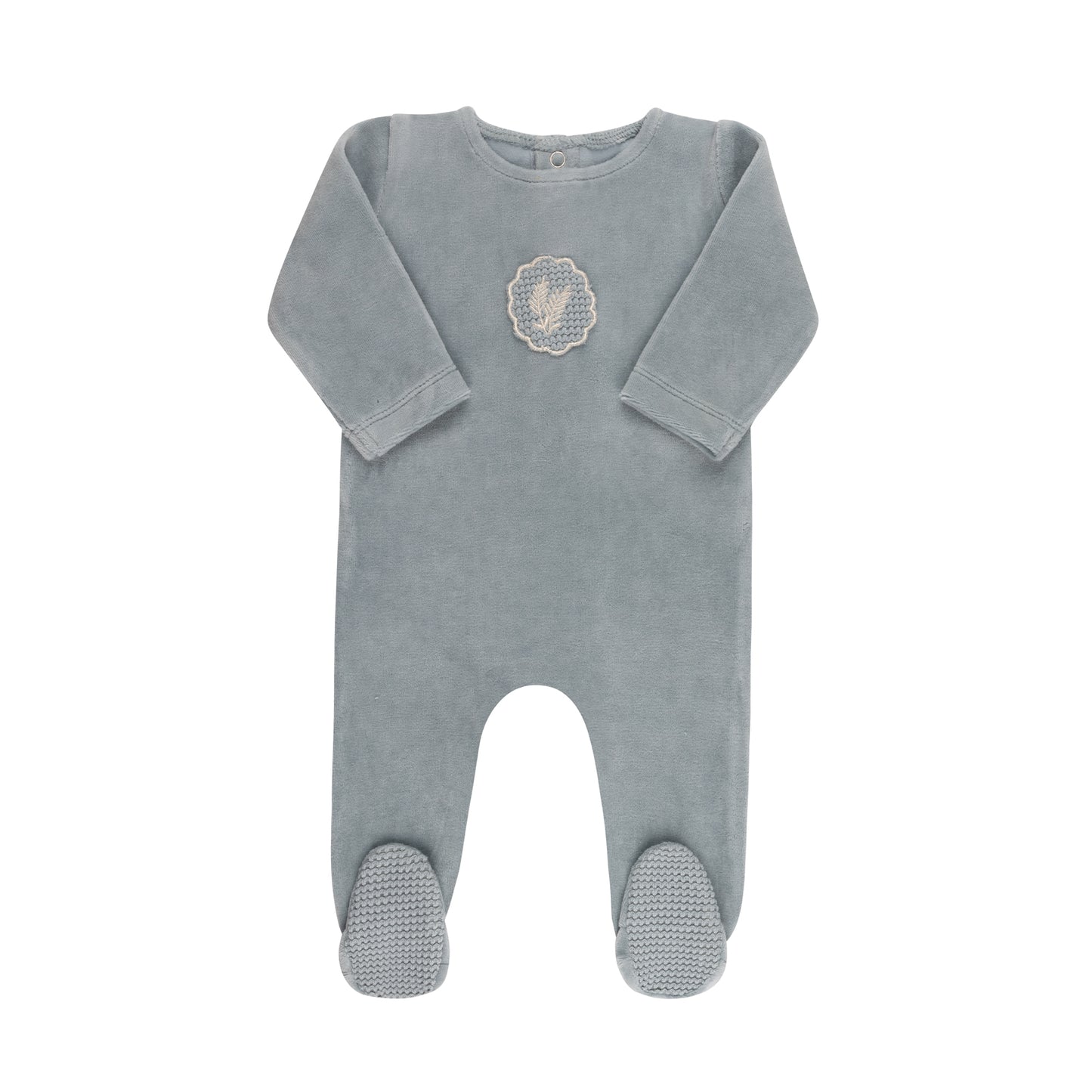 Crochet Applique Layette Set (Velour  Edition)  Blanket/Footie/Hat