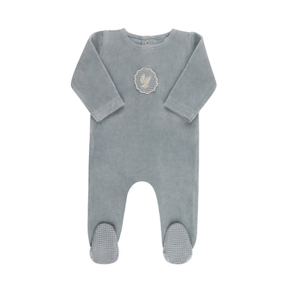 Crochet Applique Layette Set (Velour  Edition)  Blanket/Footie/Hat