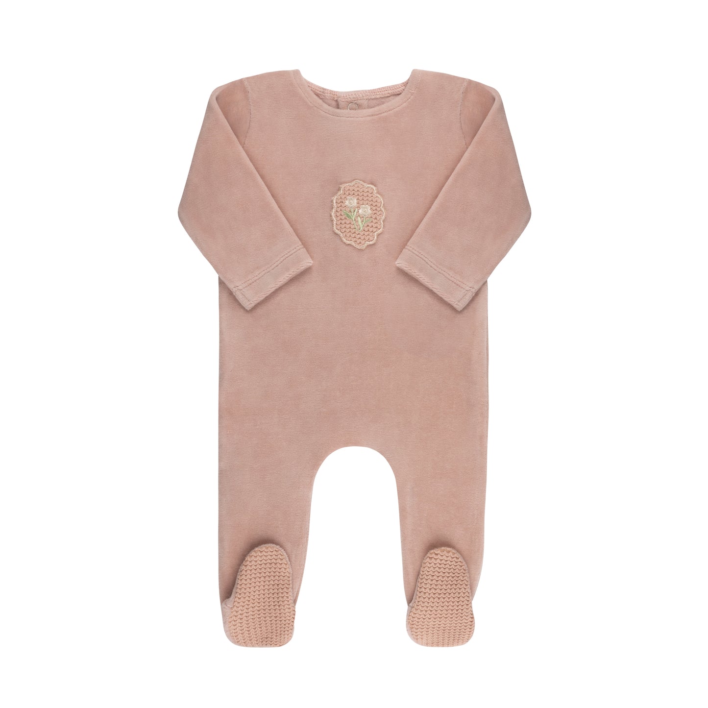 Crochet Applique Layette Set (Velour  Edition)  Blanket/Footie/Hat