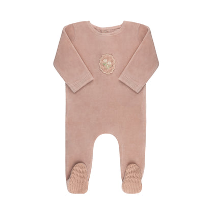Crochet Applique Layette Set (Velour  Edition)  Blanket/Footie/Hat