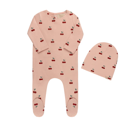Printed Cherries/ Boat Footie & Hat