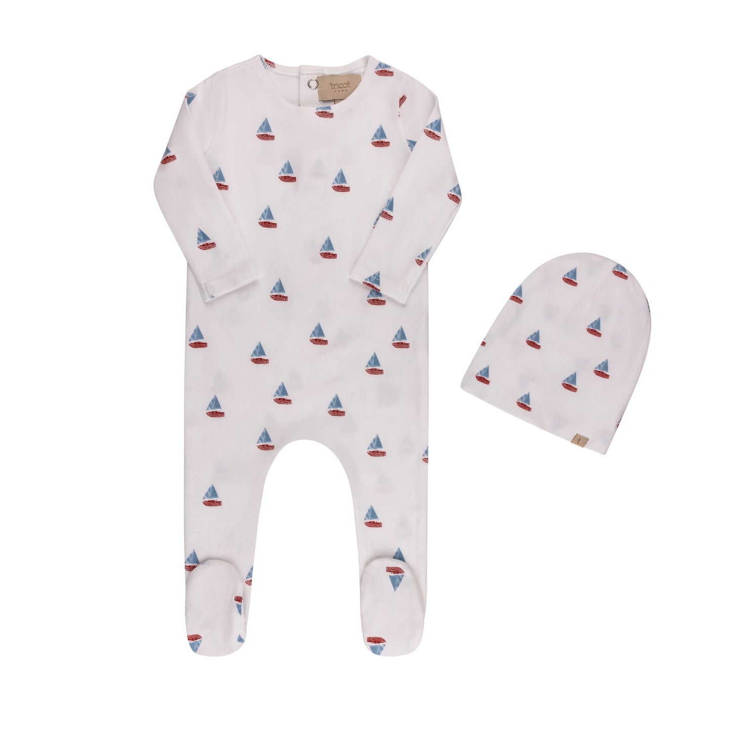 Printed Cherries/ Boat Footie & Hat