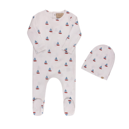 Printed Cherries/ Boat Footie & Hat