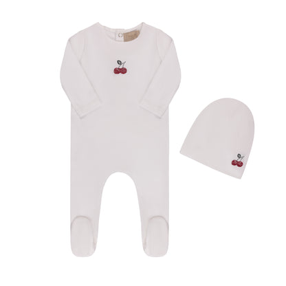 Embroidered Cherries/ Boat  Layette Set