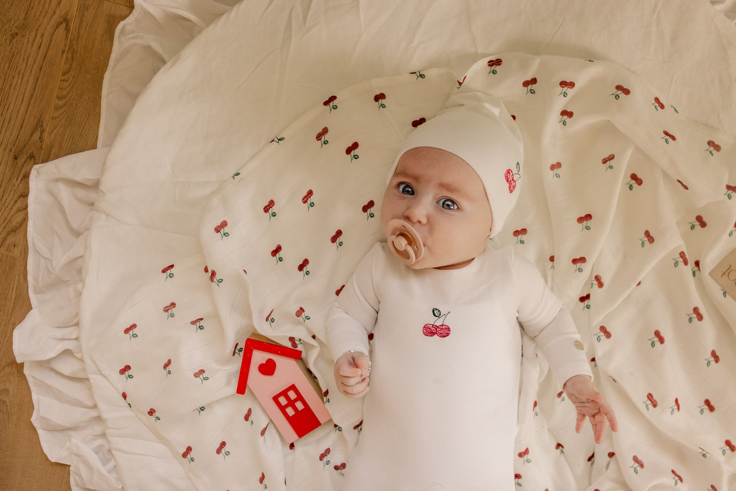 Embroidered Cherries/ Boat  Layette Set