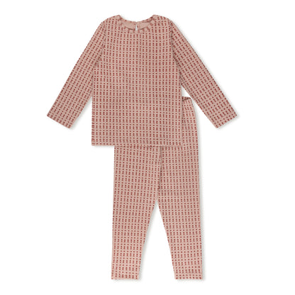 Ditsy floral print baby pajama 2-piece set in cotton-spandex, blue and pink