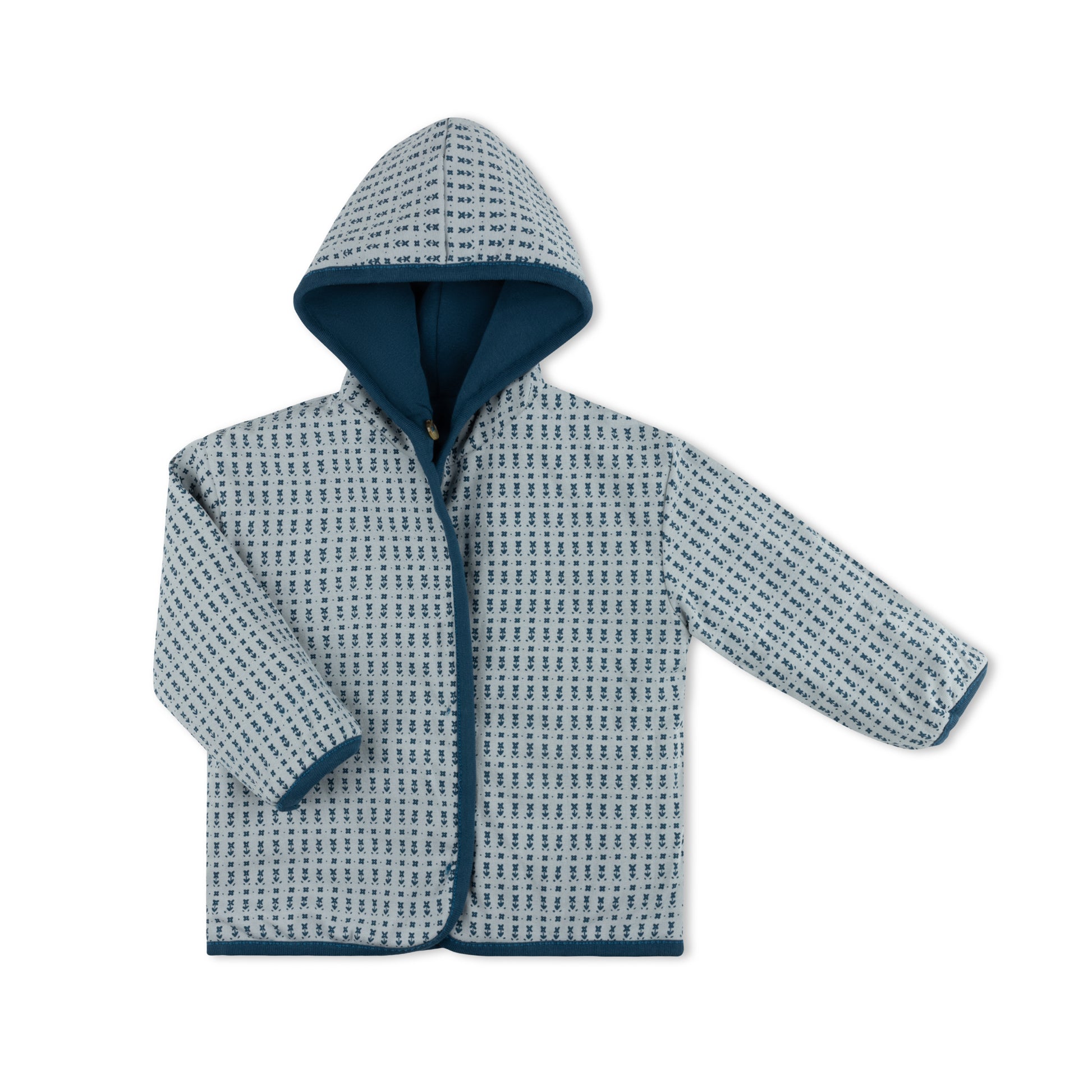 Ditsy floral print baby jacket and hat set in cotton-spandex, Tricot Bebe