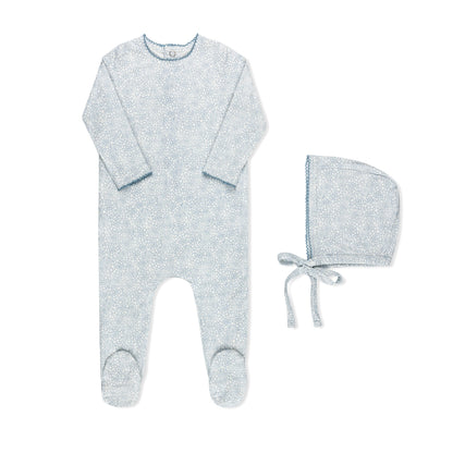 Faded watercolor floral baby footie in premium cotton-spandex, Tricot Bebe