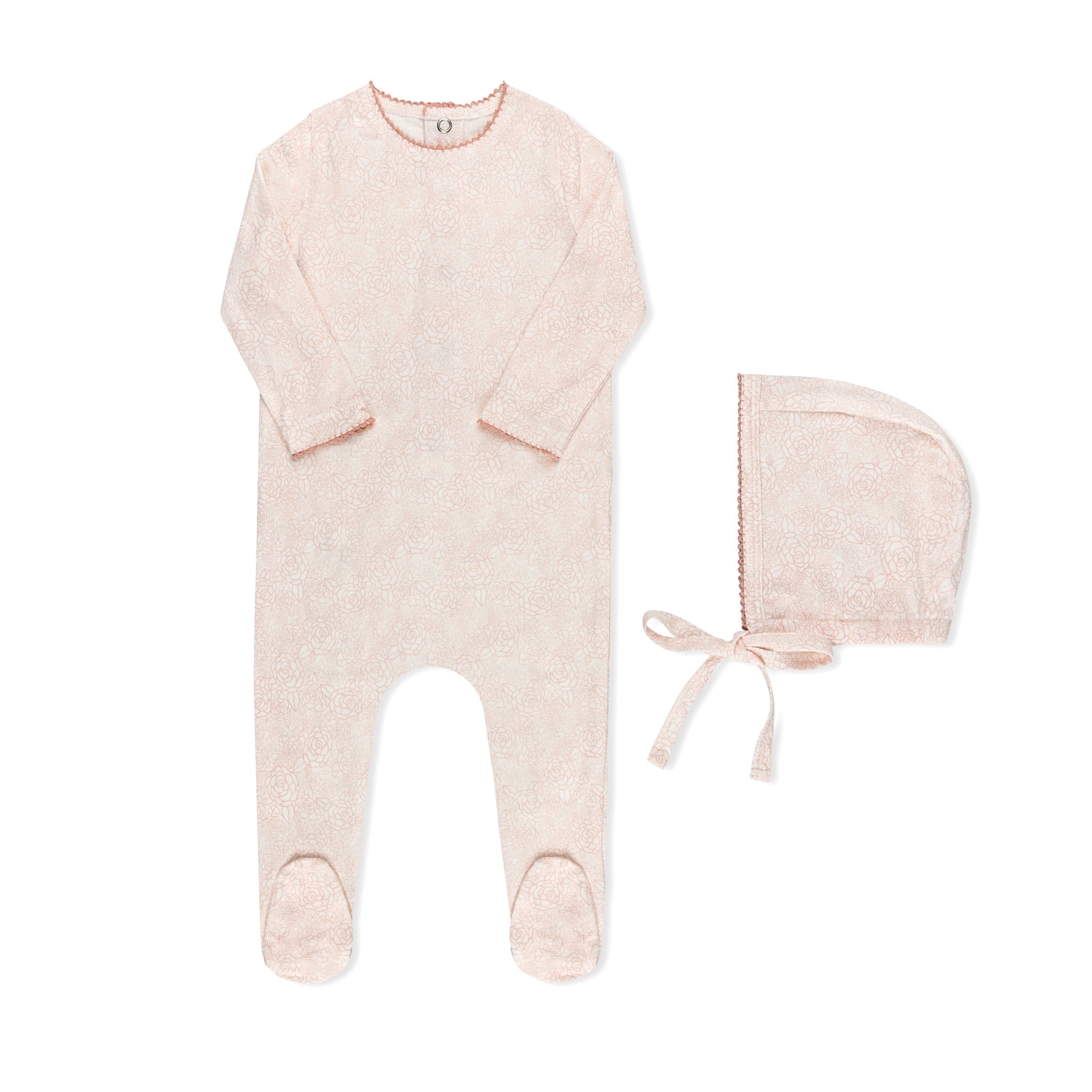 Faded watercolor floral baby footie in premium cotton-spandex, Tricot Bebe