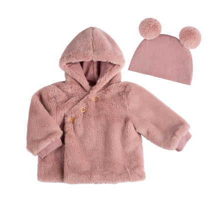 faux fur jacket - Hat subject to availability