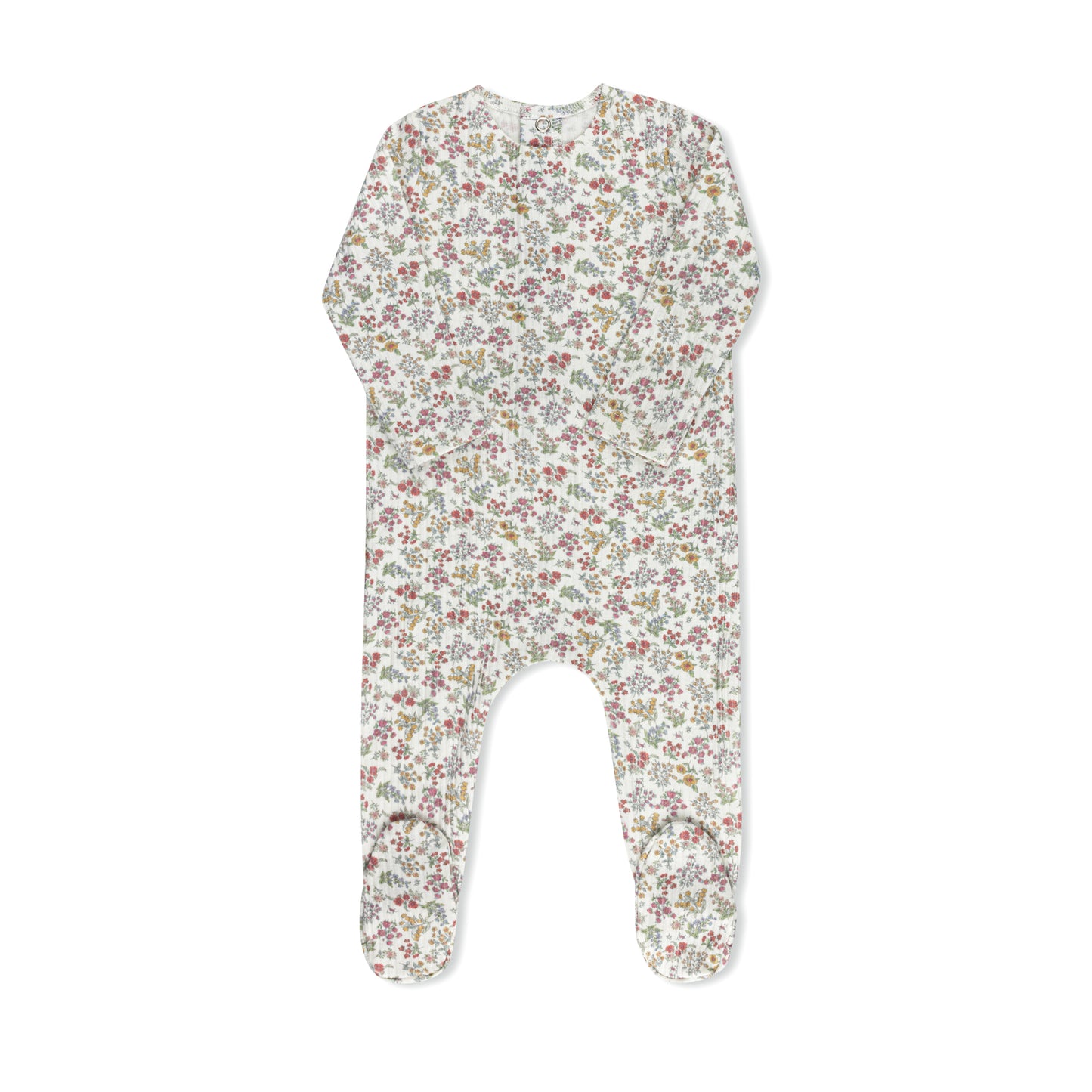 Liberty floral print baby footie in fine cotton-spandex by Tricot Bebe