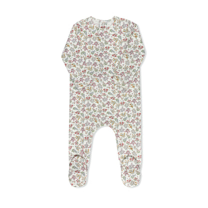 Liberty floral print baby footie in fine cotton-spandex by Tricot Bebe