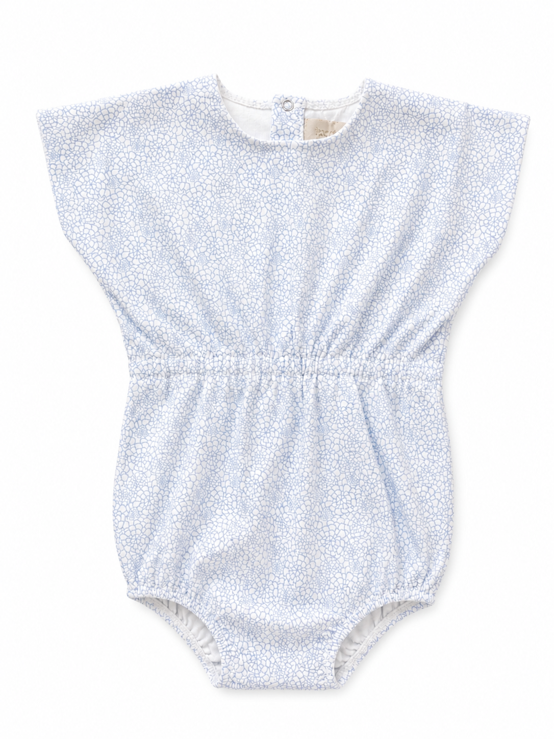 Faded floral short baby romper in cotton-spandex, blue and pink options