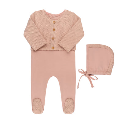Faux Cardigan Layette Set  (Velour Edition)