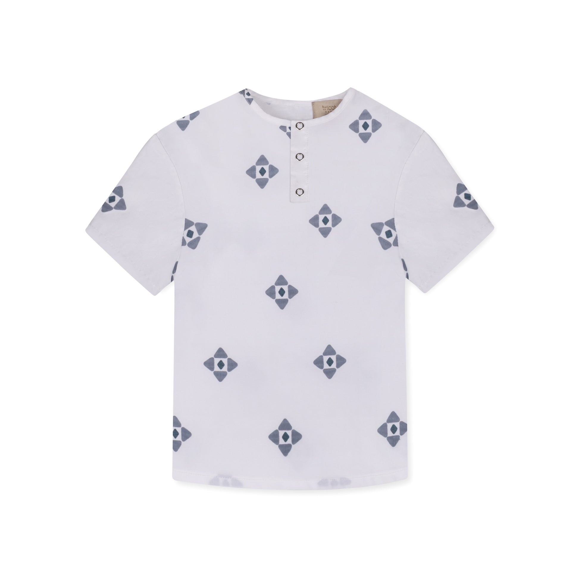 Geometric print baby boy shirt in cotton-spandex by Tricot Bebe