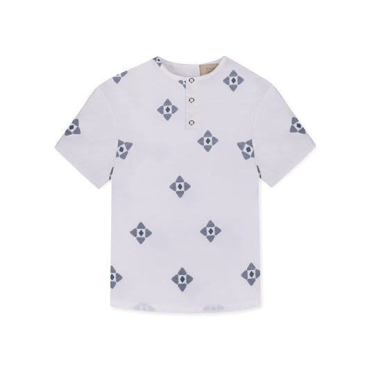 Geometric print baby boy shirt in cotton-spandex by Tricot Bebe