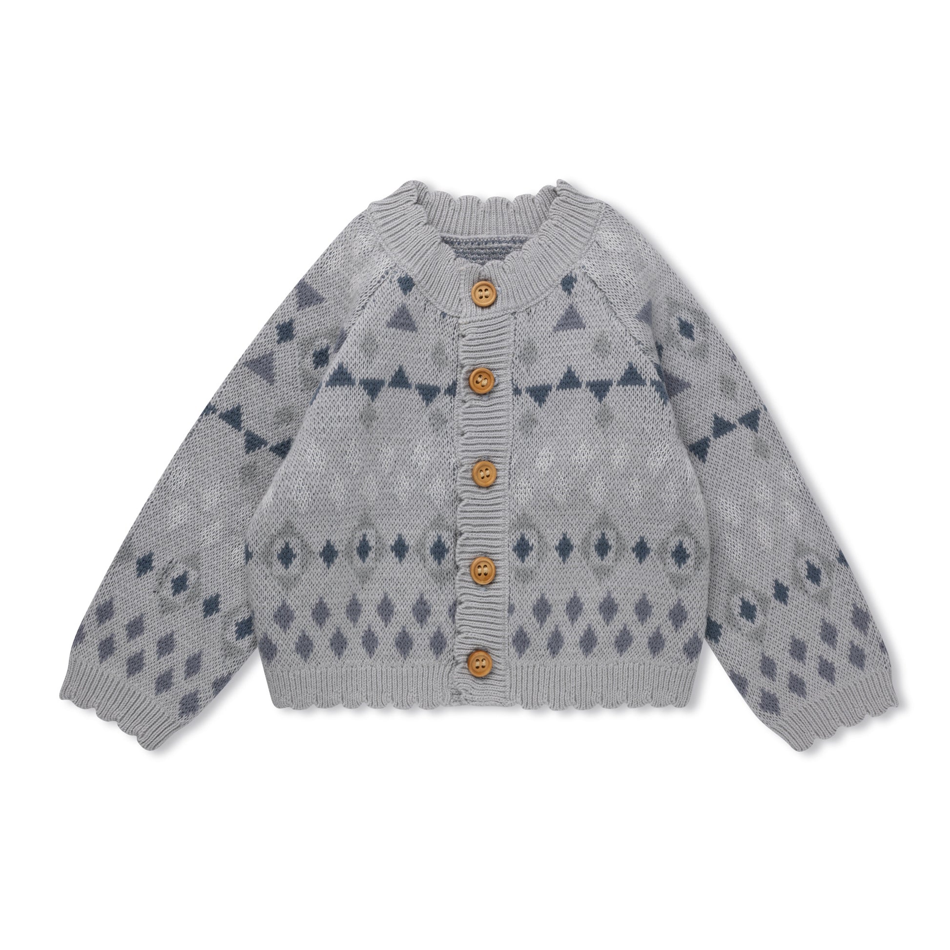 Jacquard knit baby cardigan with pattern detail by Tricot Bebe