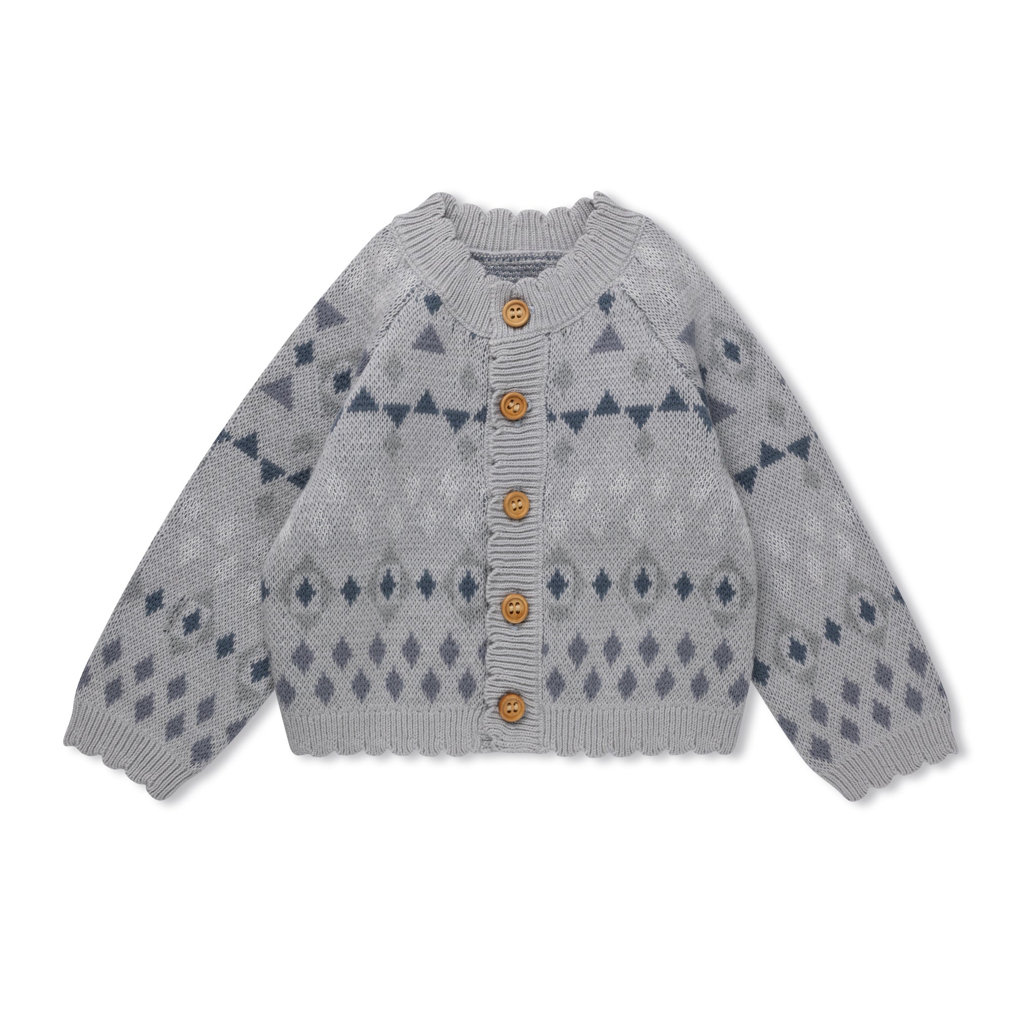 Jacquard knit baby cardigan with pattern detail by Tricot Bebe