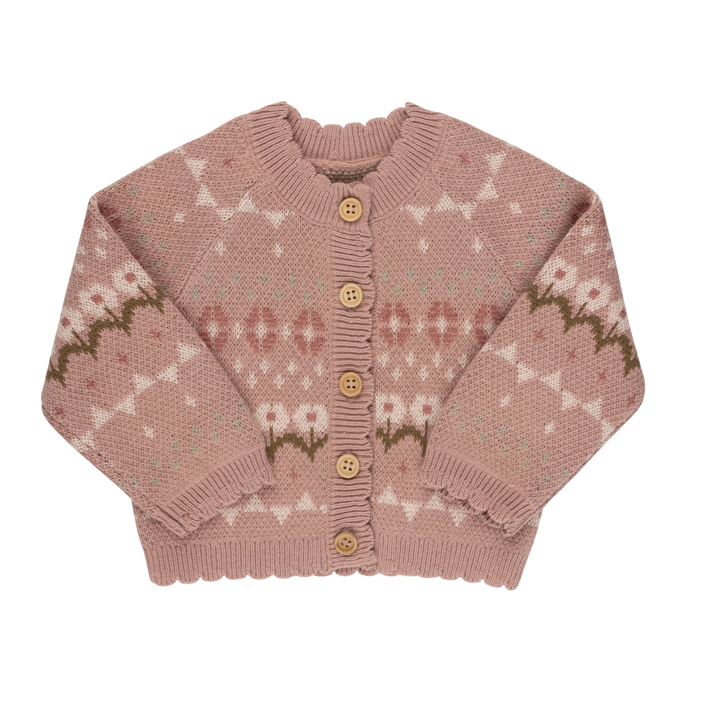 Jacquard knit baby cardigan with pattern detail by Tricot Bebe