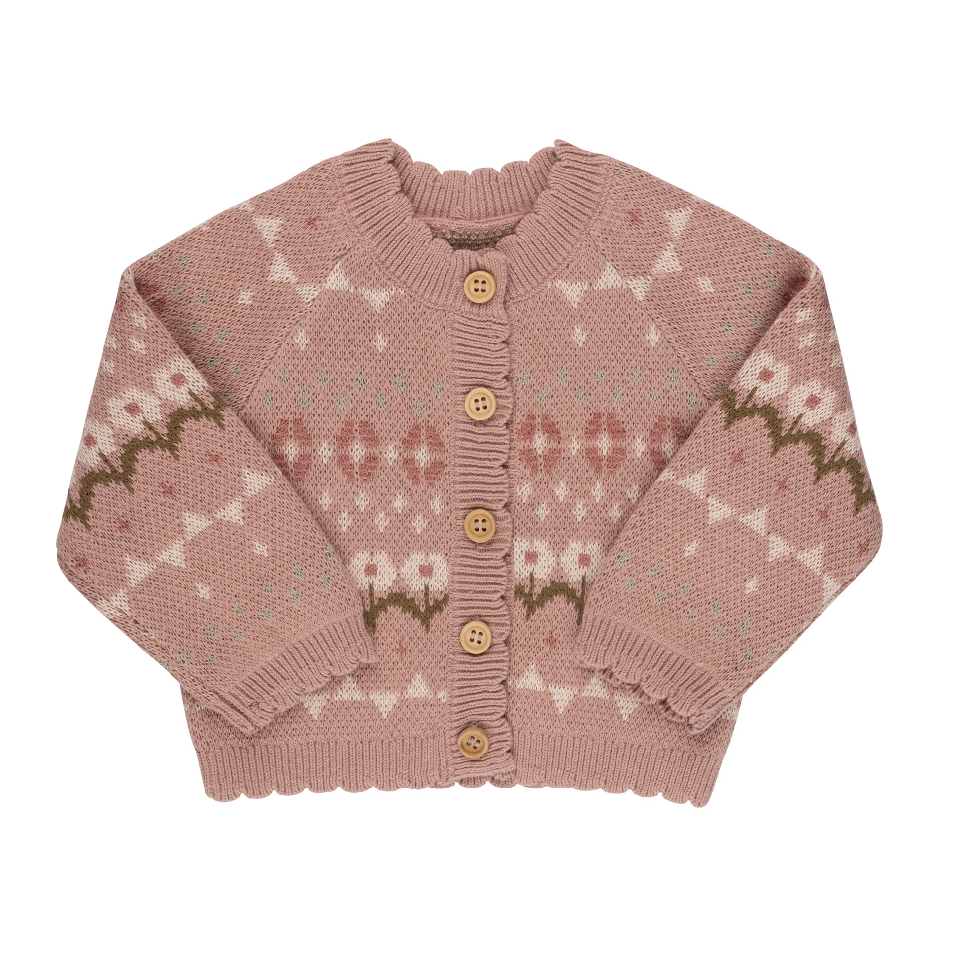 Jacquard knit baby cardigan with pattern detail by Tricot Bebe